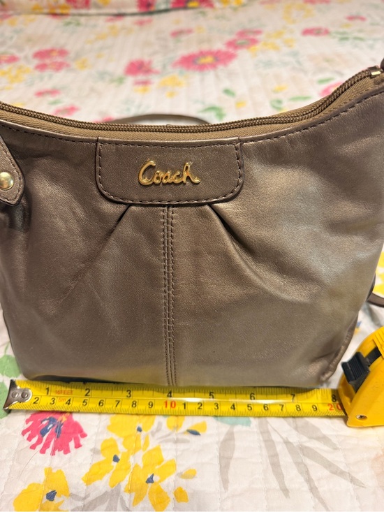 Coach Handbags - Coach Bronze Leather Shoulder Bag with Gold Logo